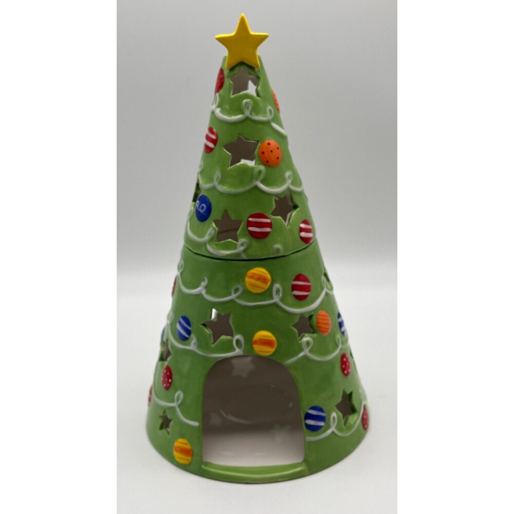 Yankee Candle Christmas Tree Votive Holder Luminary Wax Warmer 10.5” Ellen Krans